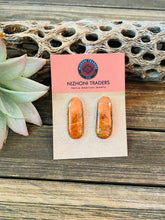 Load image into Gallery viewer, Navajo Sterling Silver &amp; Orange Spiny Post Earrings