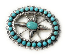 Load image into Gallery viewer, Navajo Turquoise And Sterling Silver Pendant Pin Signed