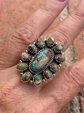 Load image into Gallery viewer, Gorgeous Handmade Royston Turquoise And Sterling Silver Adjustable Ring