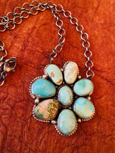 Load image into Gallery viewer, Navajo Sterling Silver &amp; Carico Lake Turquoise Cluster Necklace