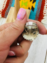 Load image into Gallery viewer, Navajo Sterling Silver And White Buffalo Ring Size 4.5 Signed