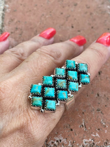 Nizhoni “The Andy” Handmade Kingman Turquoise And Sterling Silver Adjustable Ring