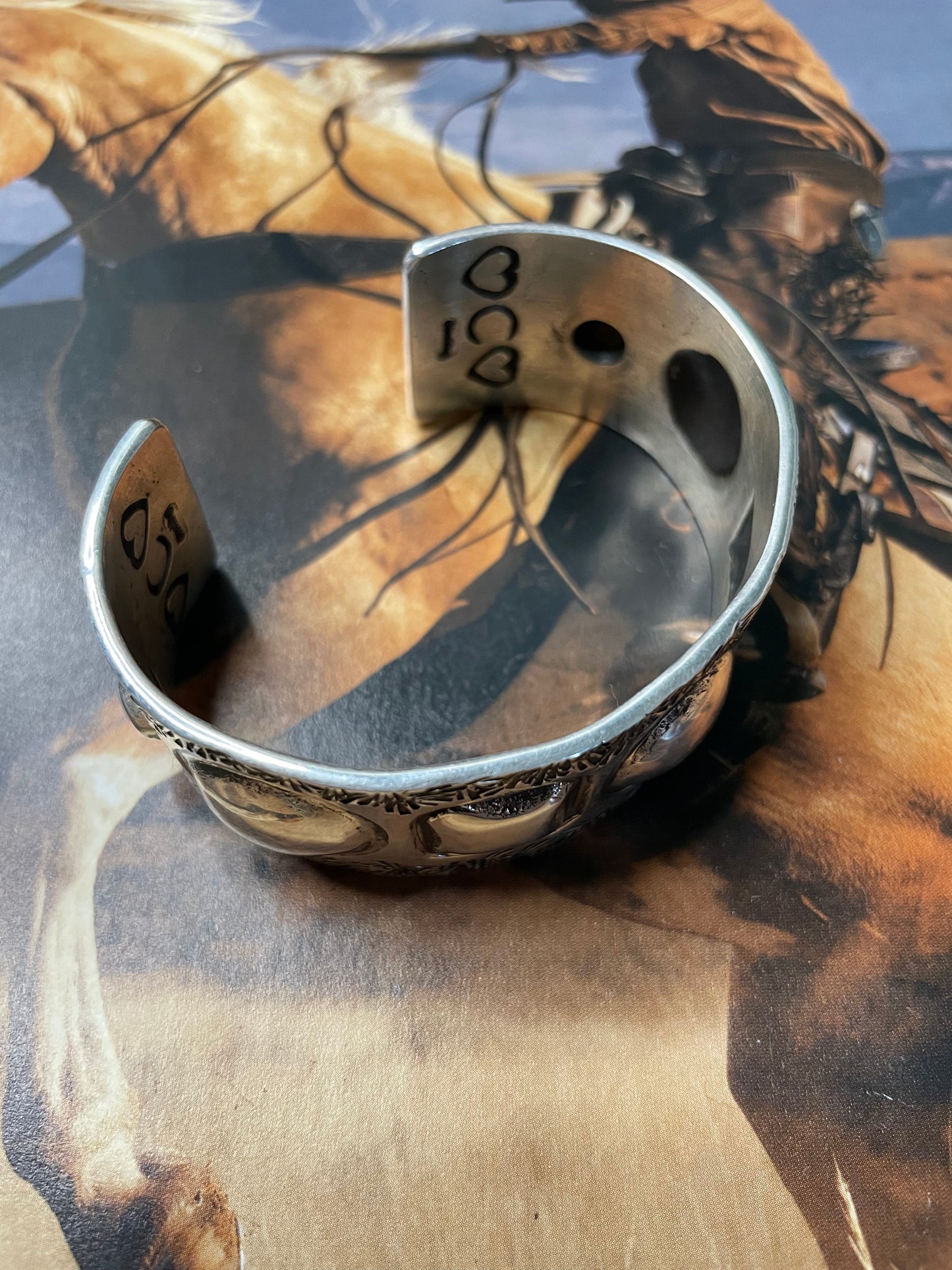 Navajo Sterling Silver Cuff Bracelet By Cody Willie  Signed & Stamped