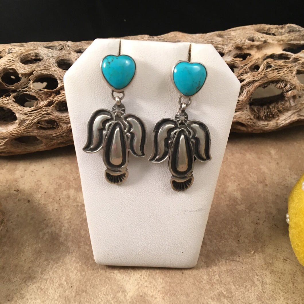 Navajo Sterling Silver  Turquoise Dangle Earrings