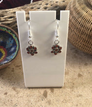 Load image into Gallery viewer, Zuni Petit Point Coral  Sterling Silver Dangle Earrings