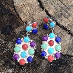 Sterling Silver And Multi Stone Dangle Earrings