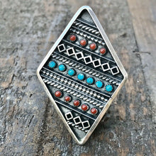Load image into Gallery viewer, Navajo Multi Stone  Sterling Silver Statement Ring Size 8.5