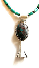 Load image into Gallery viewer, Navajo Handmade Sterling Silver  Turquoise Blossom Pendant Signed